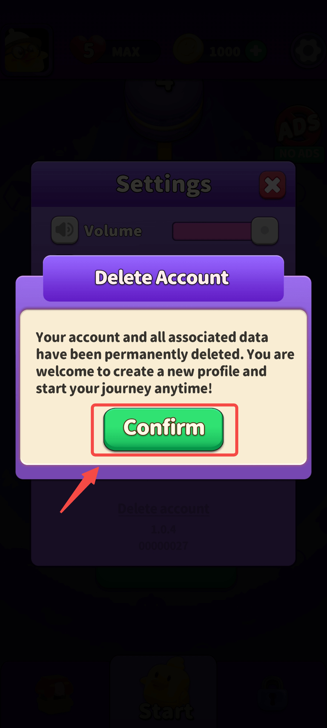 confirm delete